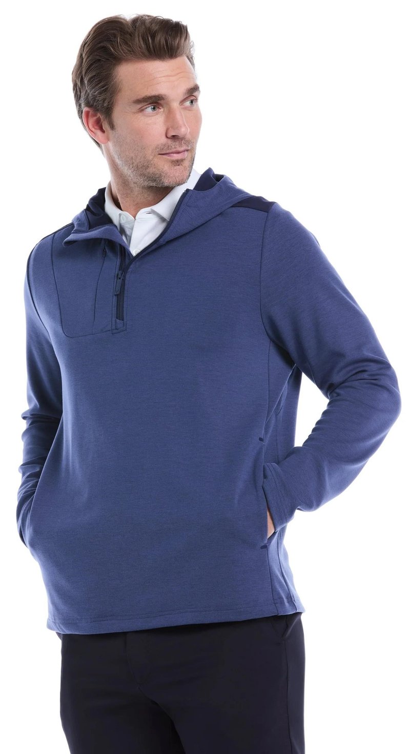 Callaway Soft Touch 1/4 Zip Premium heren hoodie, heather peacoat