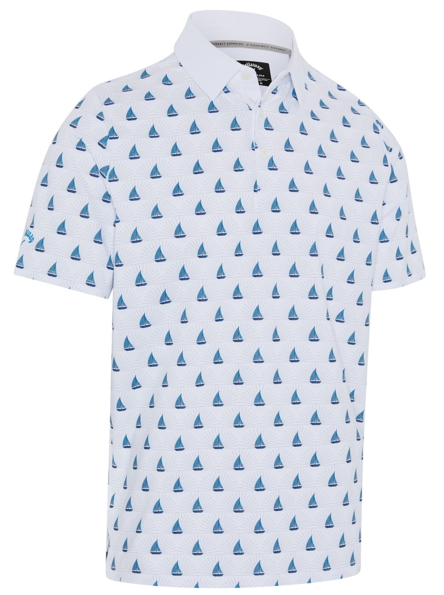 Callaway Sailboat Sunset Geo Print heren polo, bright white