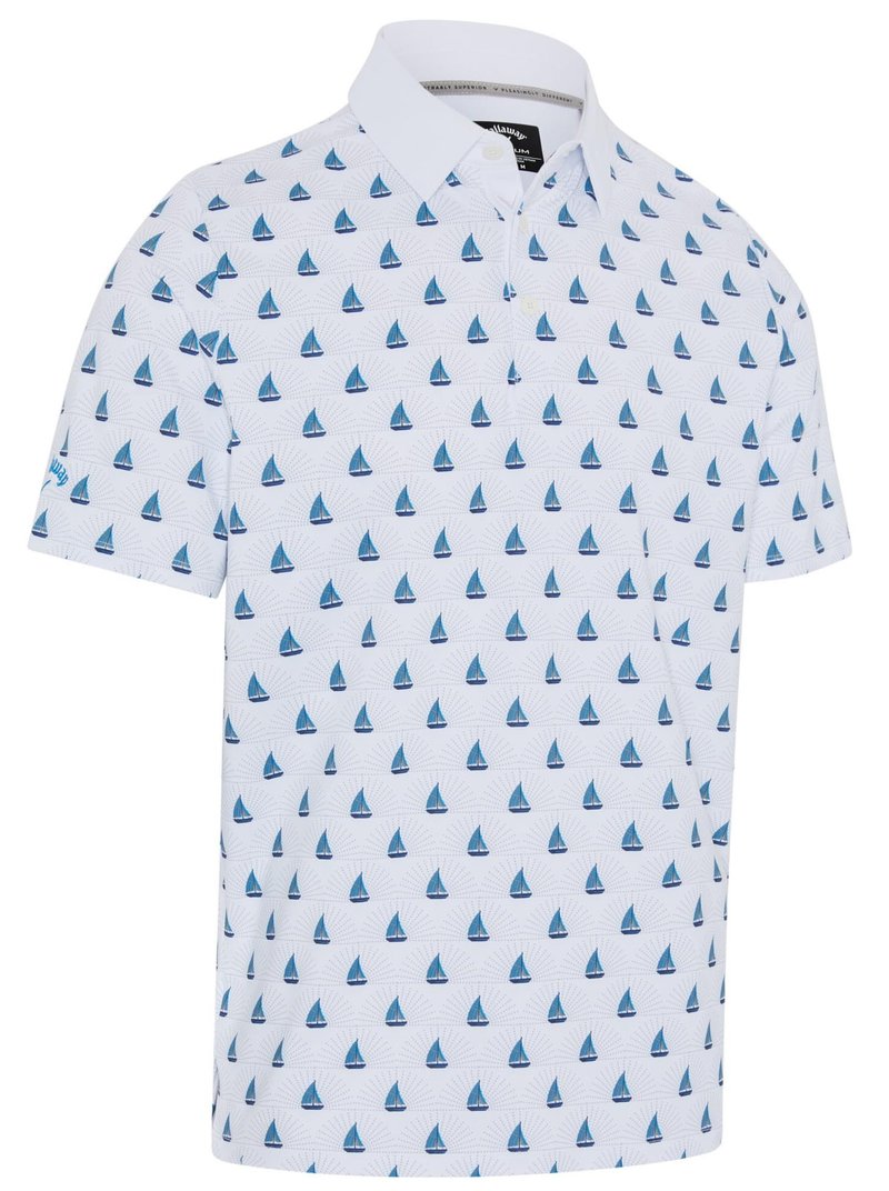 Callaway Sailboat Sunset Geo Print heren polo, bright white