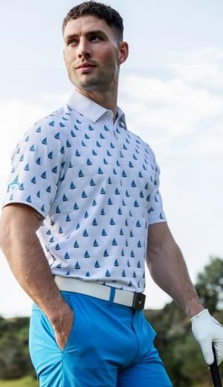 Callaway Sailboat Sunset Geo Print heren polo, bright white
