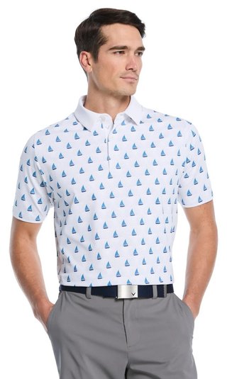 Callaway Sailboat Sunset Geo Print heren polo, bright white