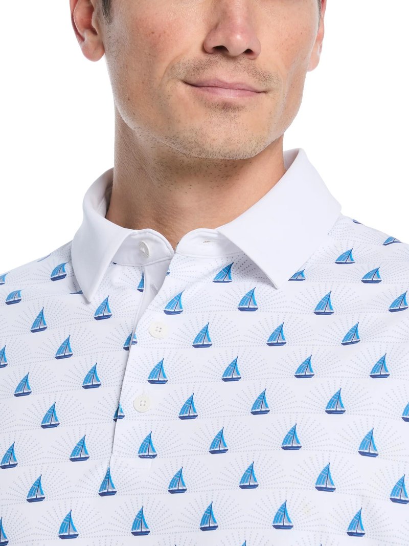 Callaway Sailboat Sunset Geo Print heren polo, bright white