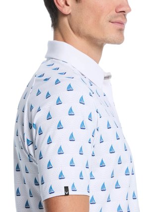 Callaway Sailboat Sunset Geo Print heren polo, bright white
