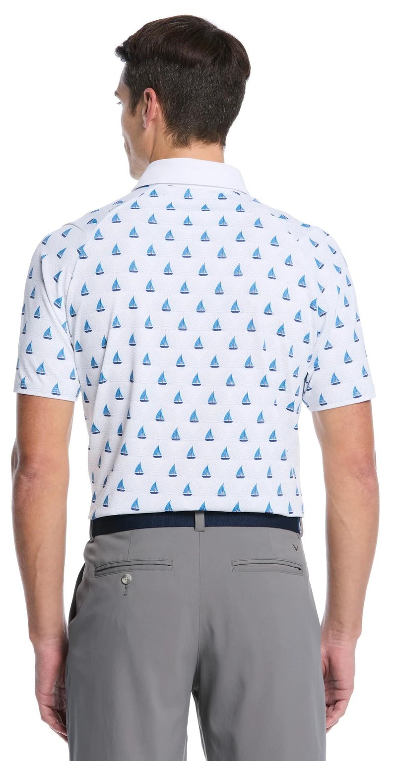 Callaway Sailboat Sunset Geo Print heren polo, bright white