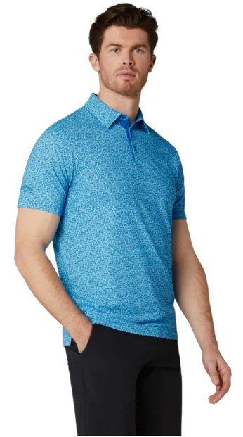 Callaway Tile Gingham Print heren polo, brilliant blue