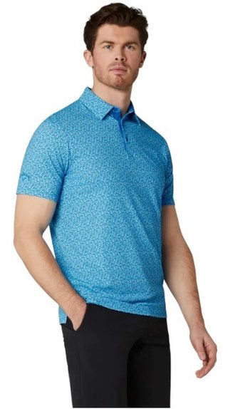 Callaway Tile Gingham Print heren polo, brilliant blue