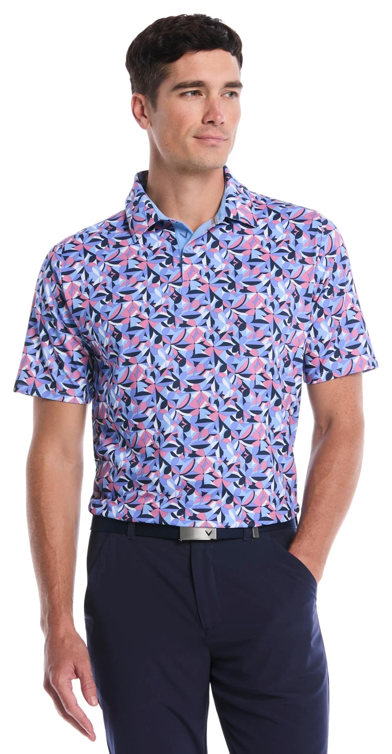 Callaway Dogwood Floral Geo heren polo, vista blue