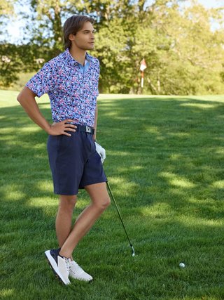 Callaway Dogwood Floral Geo heren polo, vista blue