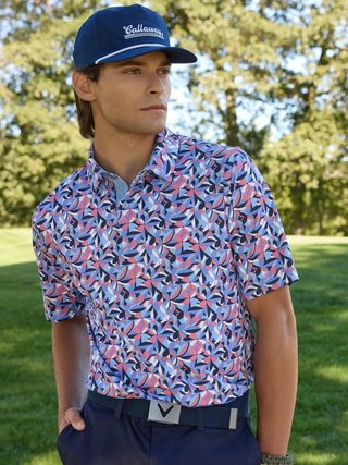Callaway Dogwood Floral Geo heren polo, vista blue
