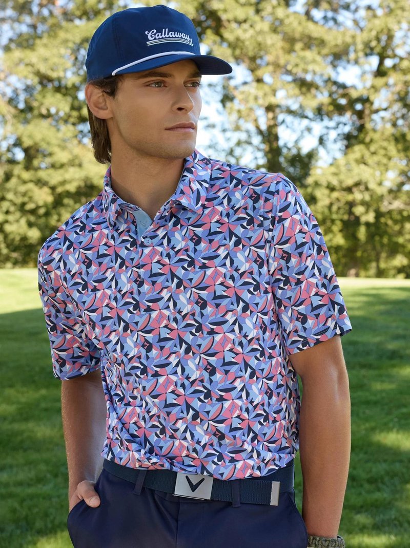 Callaway Dogwood Floral Geo heren polo, vista blue
