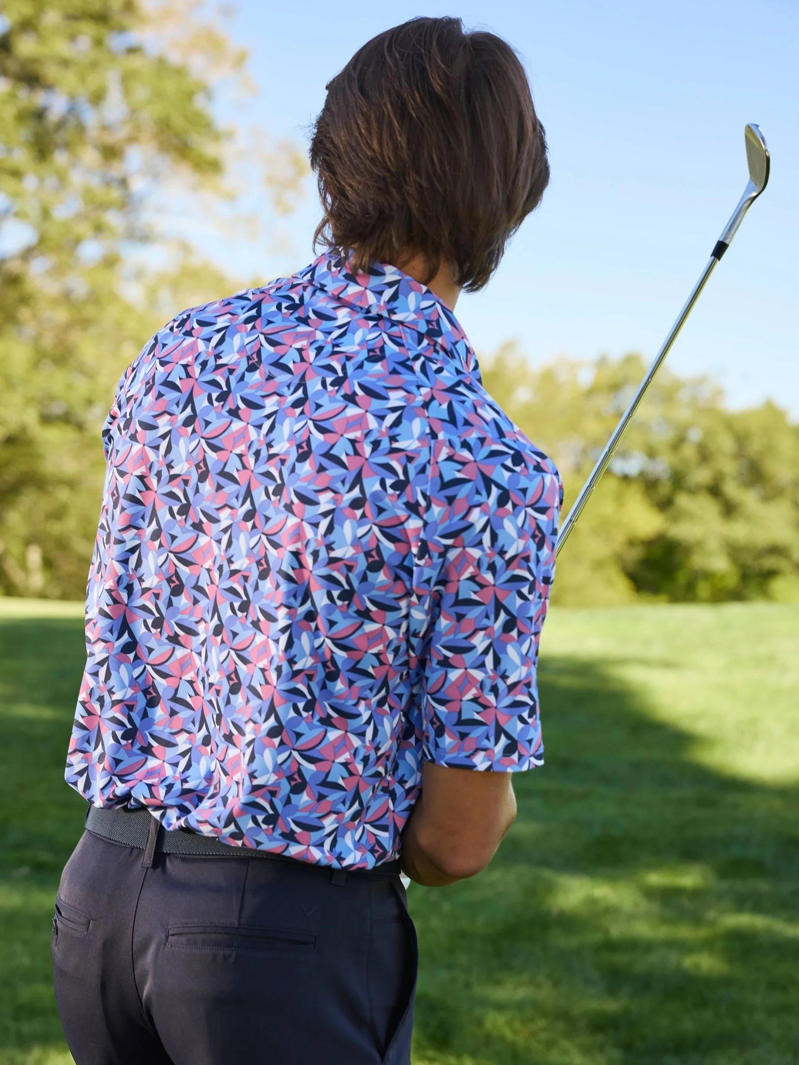 Callaway Dogwood Floral Geo heren polo, vista blue