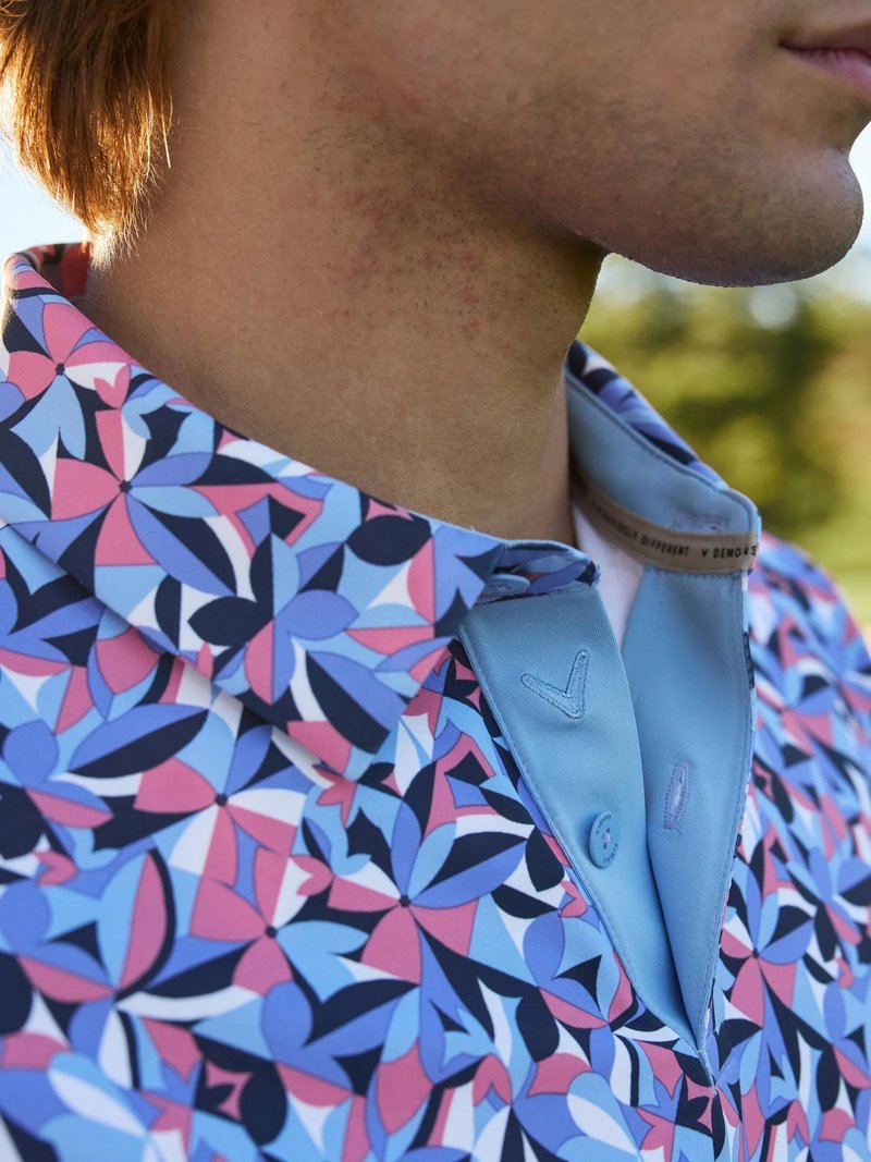 Callaway Dogwood Floral Geo heren polo, vista blue