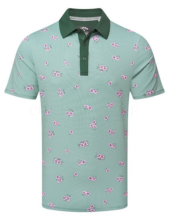 Callaway Azalea Gingham heren polo, galapagos green