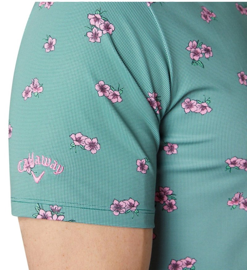 Callaway Azalea Gingham heren polo, galapagos green