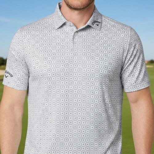 Callaway Foulard Printed heren polo, bright white