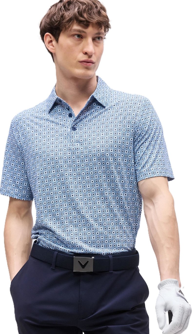 Callaway Foulard Printed heren polo, peacoat