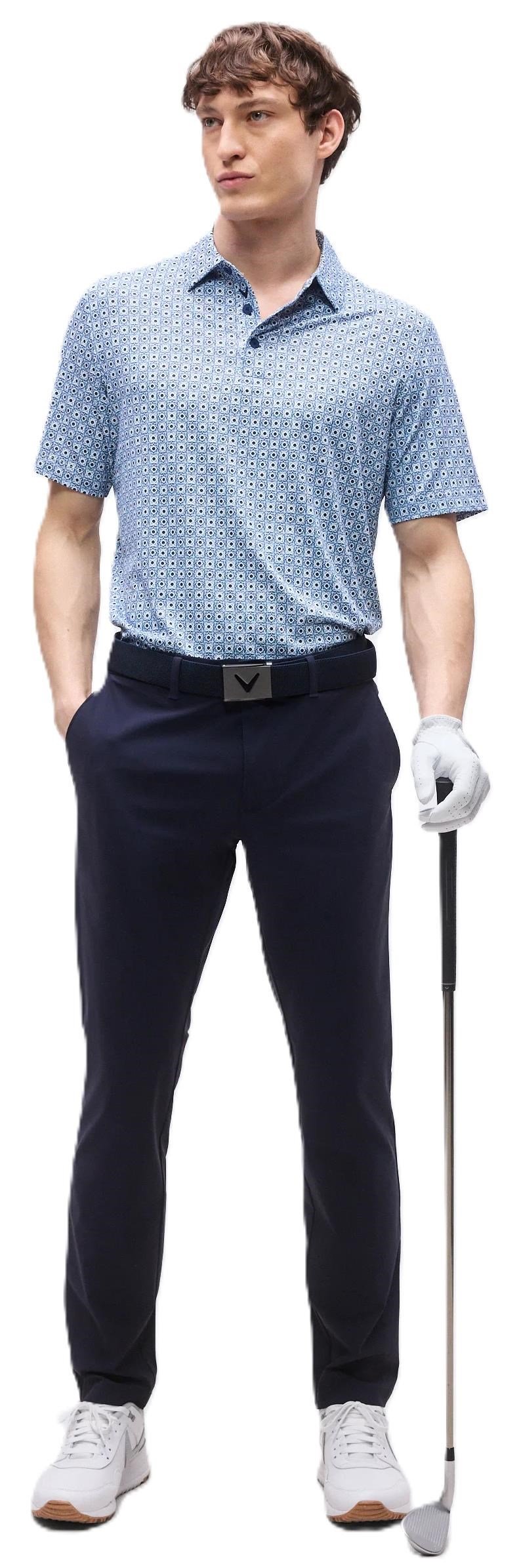 Callaway Foulard Printed heren polo, peacoat