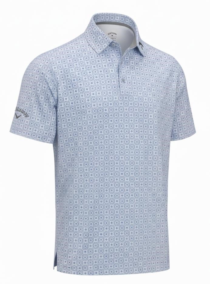 Callaway Foulard Printed heren polo, vista blauw