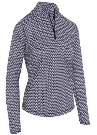 Callaway Scarf Geo Print Long Sleeve dames polo, peacoat