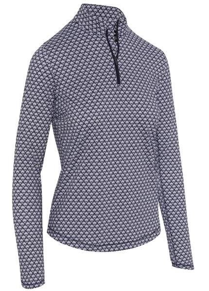 Callaway Scarf Geo Print Long Sleeve dames polo, peacoat