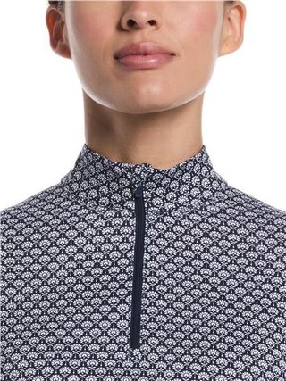 Callaway Scarf Geo Print Long Sleeve dames polo, peacoat