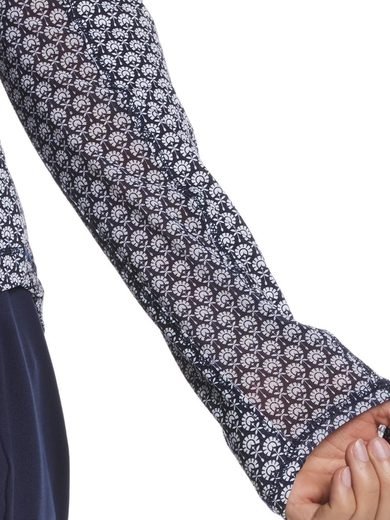 Callaway Scarf Geo Print Long Sleeve dames polo, peacoat