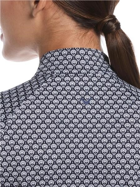 Callaway Scarf Geo Print Long Sleeve dames polo, peacoat
