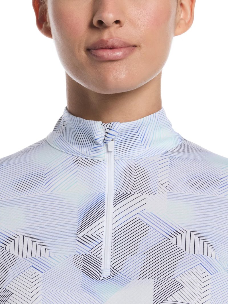Callaway Active Geo Printed long sleeve dames polo, brilliant white