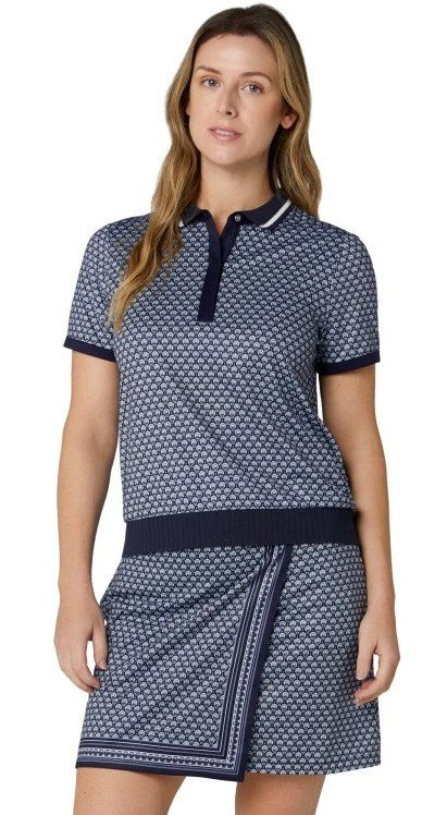 Callaway Scarf Geo Printed dames polo, peacoat