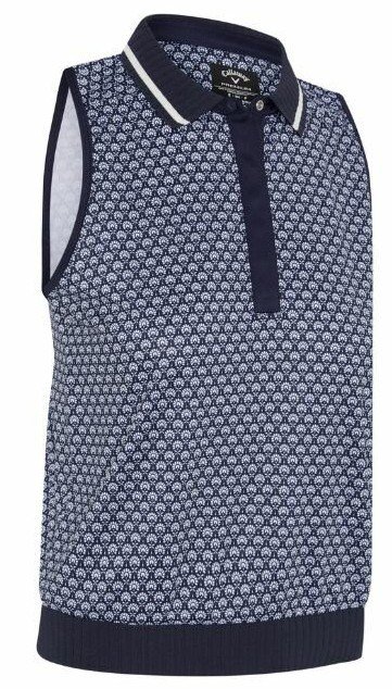 Callaway Scarf Geo Printed Sleeveless dames polo, peacoat