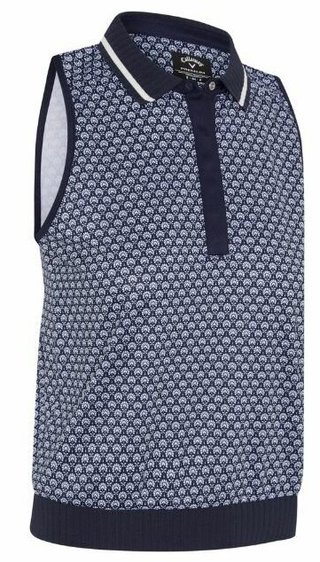 Callaway Scarf Geo Printed Sleeveless dames polo, peacoat