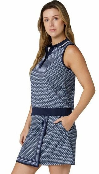 Callaway Scarf Geo Printed Sleeveless dames polo, peacoat