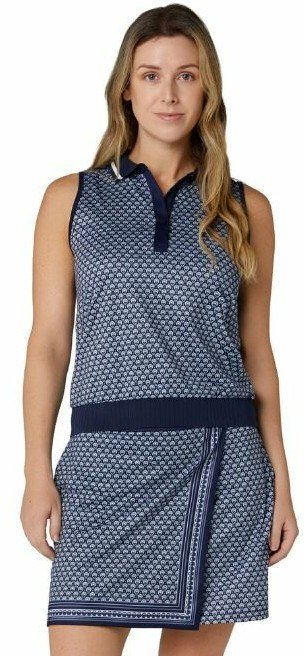 Callaway Scarf Geo Printed Sleeveless dames polo, peacoat