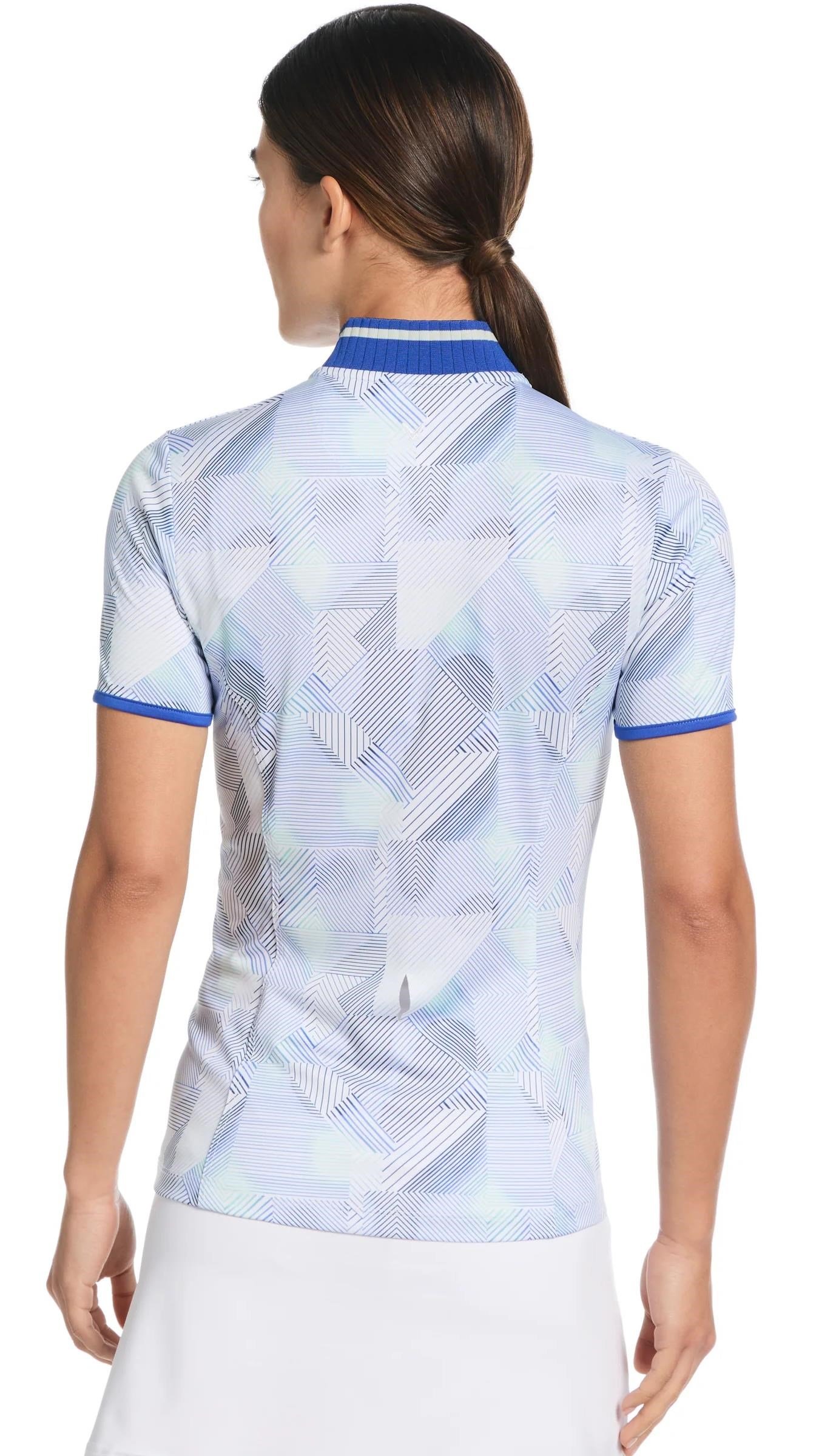 Callaway Sleeveless Rib Collar 1/4 ZIP Print dames polo, bright white