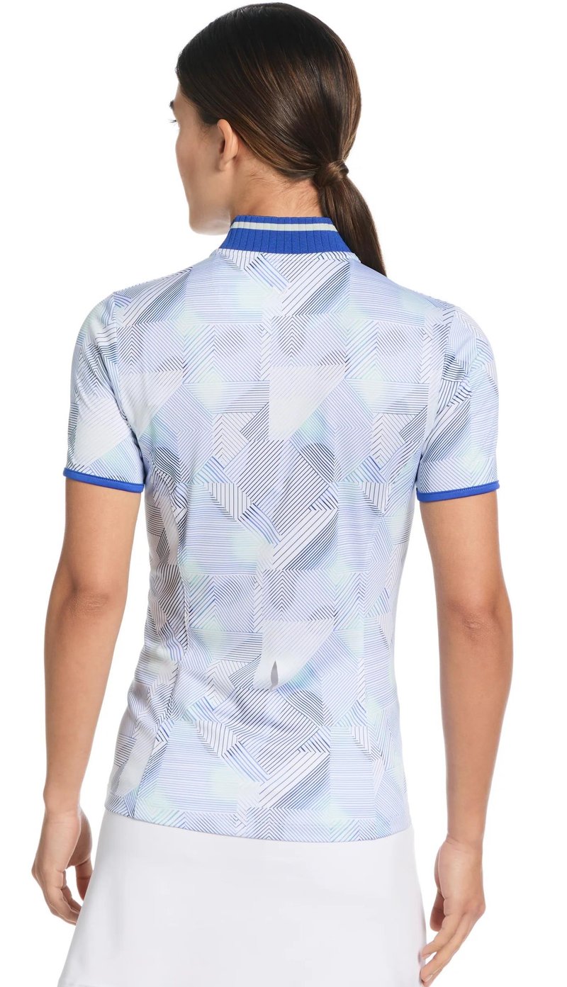 Callaway Sleeveless Rib Collar 1/4 ZIP Print dames polo, bright white
