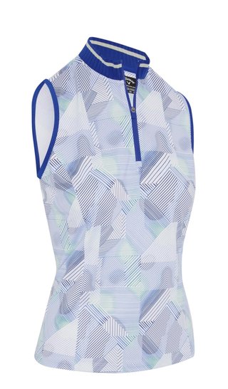 Callaway Sleeveless Rib Collar 1/4 Zip dames polo, brilliant white