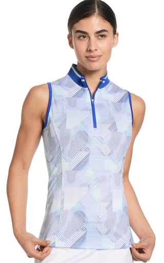 Callaway Sleeveless Rib Collar 1/4 Zip dames polo, brilliant white