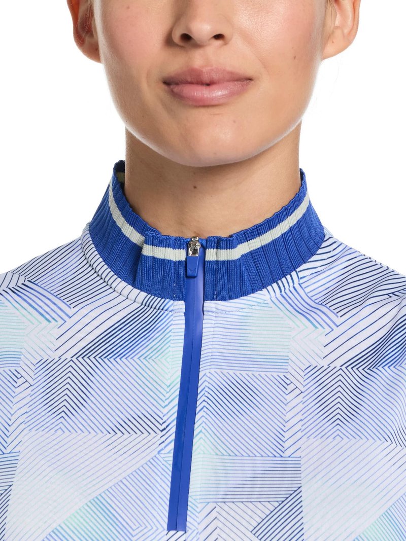 Callaway Sleeveless Rib Collar 1/4 Zip dames polo, brilliant white