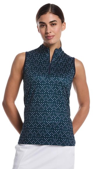 Callaway Sleeveless Framing Geo Print 1/4-Zip dames polo, peacoat