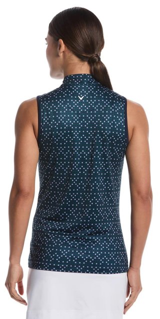 Callaway Sleeveless Framing Geo Print 1/4-Zip dames polo, peacoat