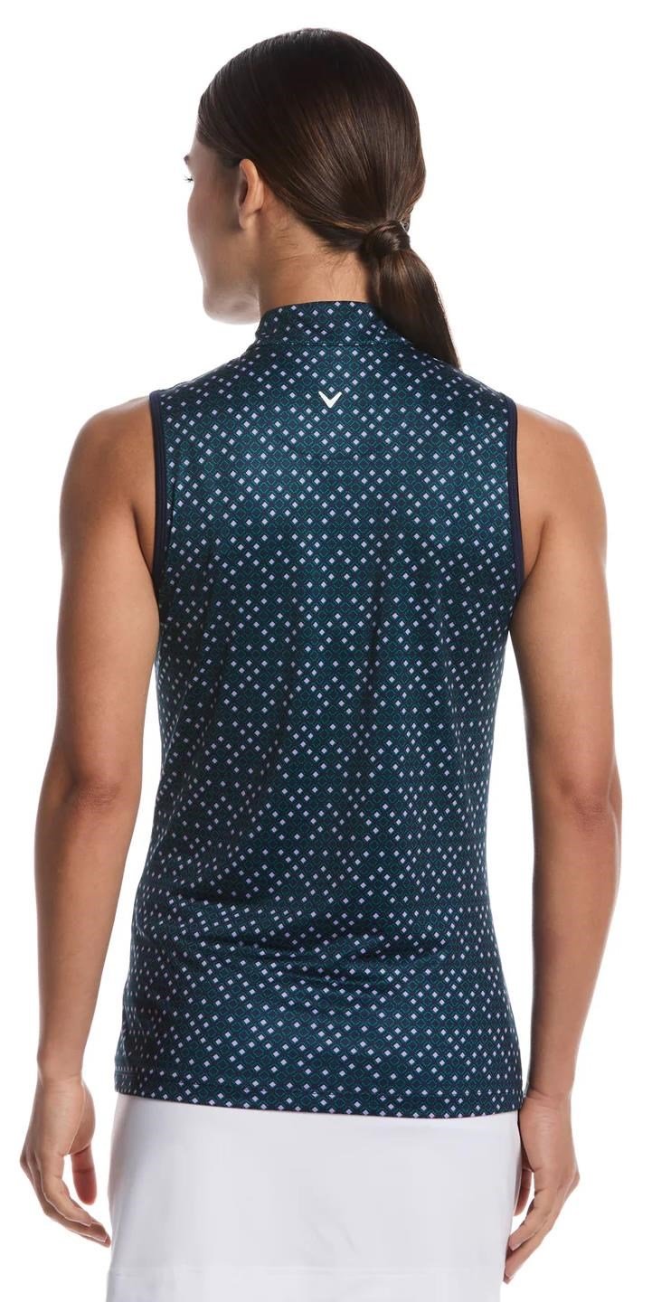 Callaway Sleeveless Framing Geo Print 1/4-Zip dames polo, peacoat