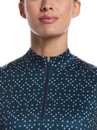 Callaway Sleeveless Framing Geo Print 1/4-Zip dames polo, peacoat