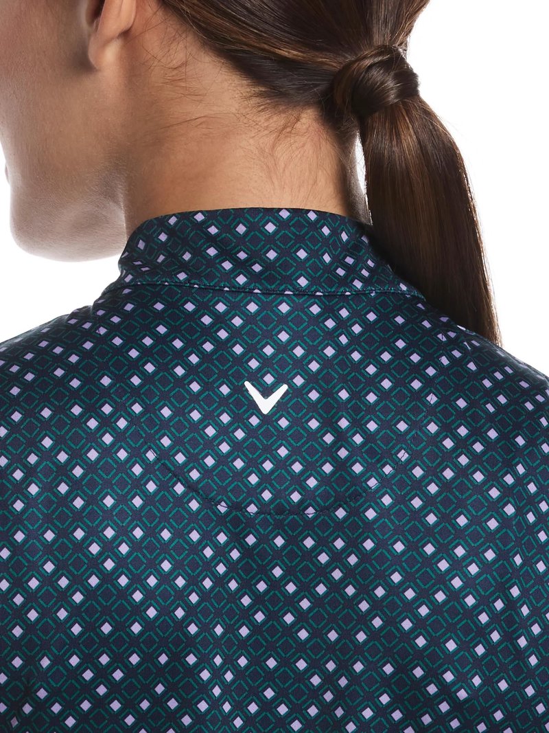 Callaway Sleeveless Framing Geo Print 1/4-Zip dames polo, peacoat