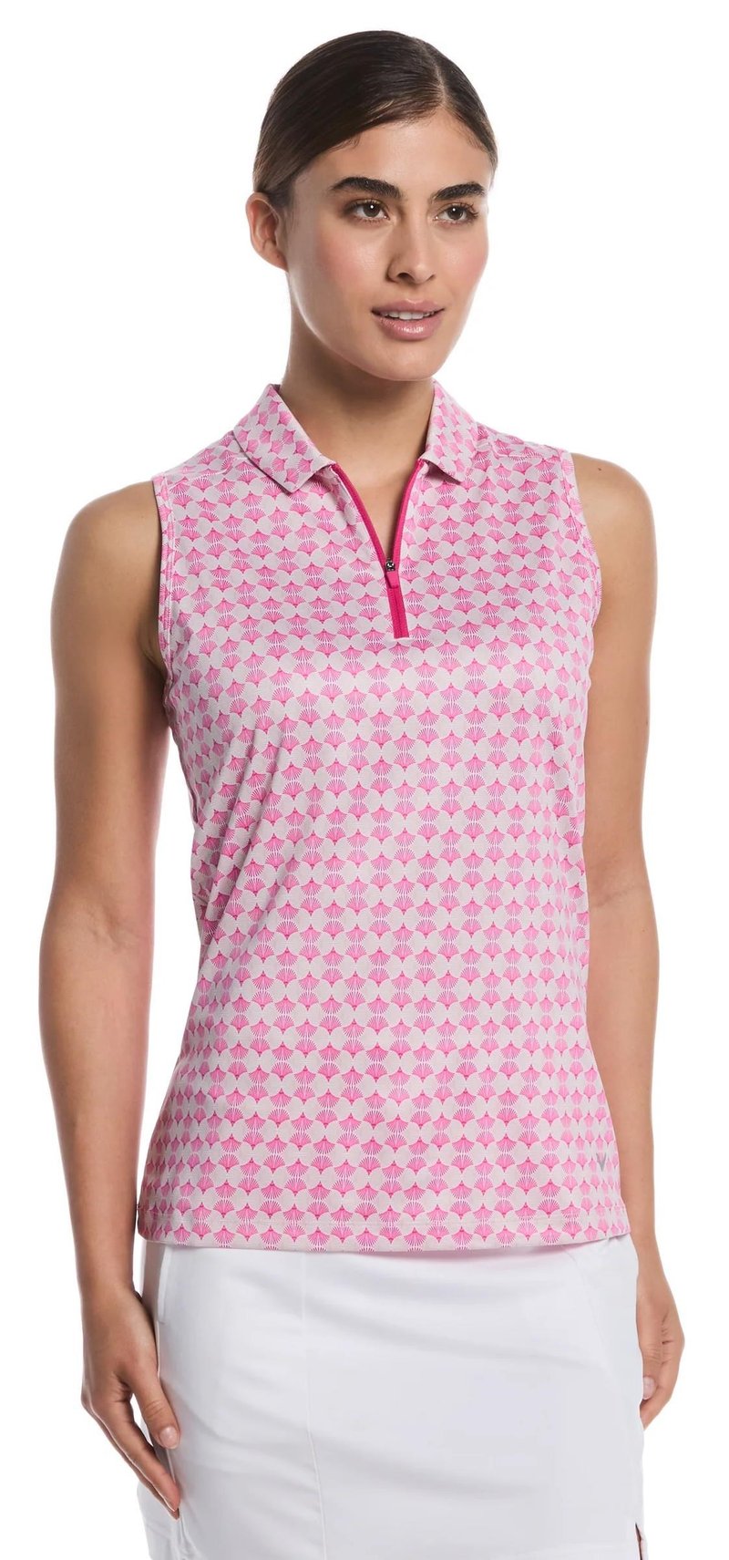 Callaway Deco Geo Print Sleeveless dames polo, fuchsia purple