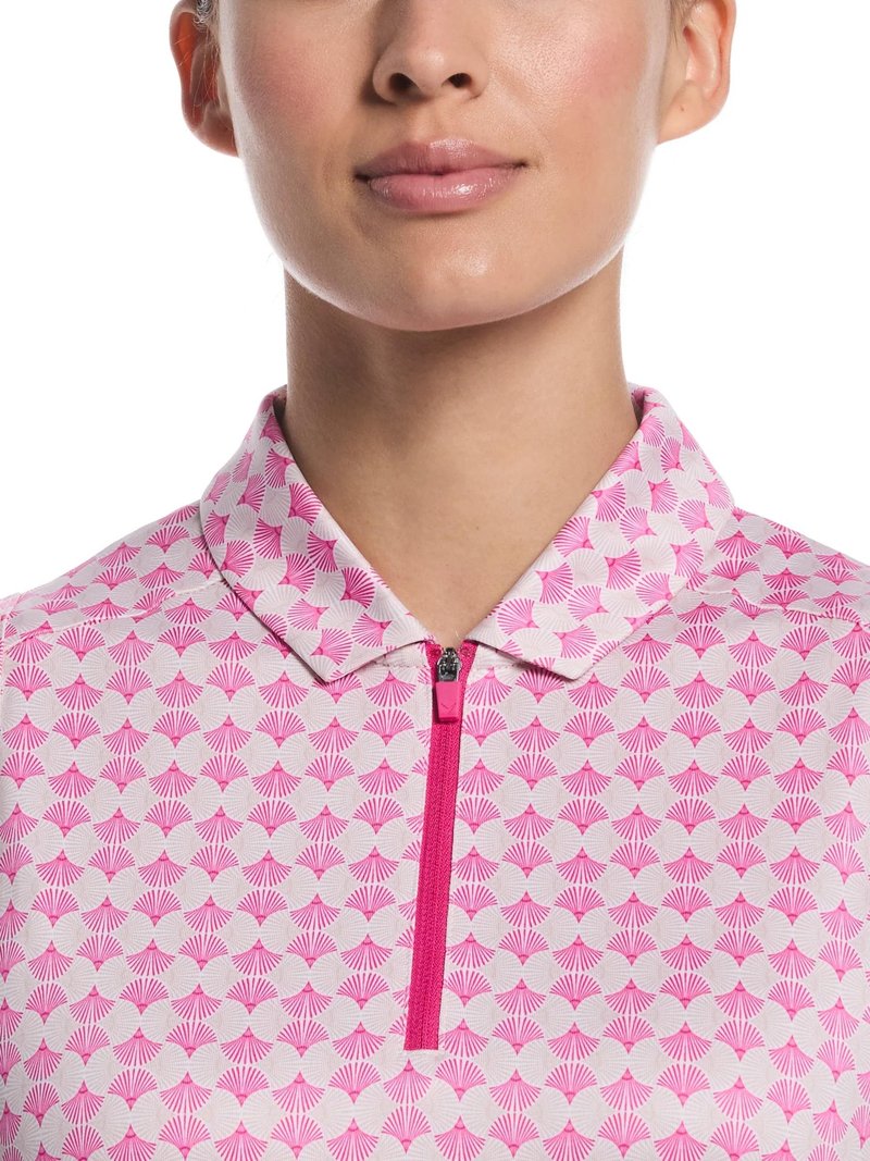 Callaway Deco Geo Print Sleeveless dames polo, fuchsia purple
