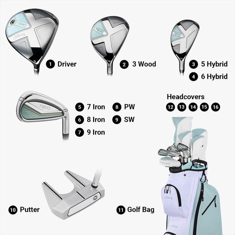 Callaway Reva 26 11PC Peach/Surf dames golfset (grafiet), LRH + cartbag