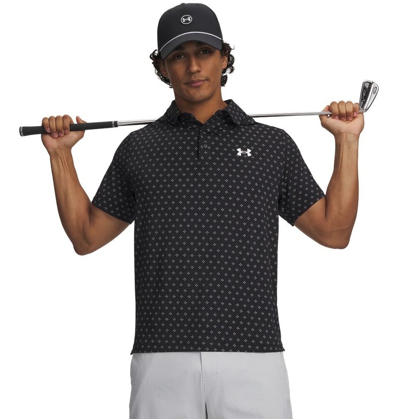Under Armour Playoff 3.0 Printed heren polo, zwart/wit