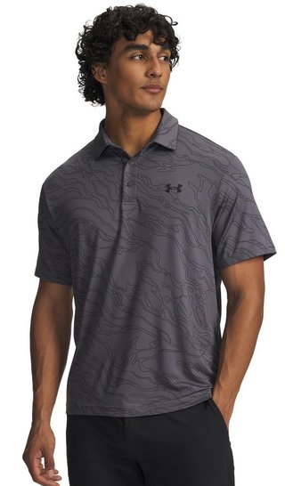 Under Armour Playoff 3.0 Printed heren polo, castlerock/black