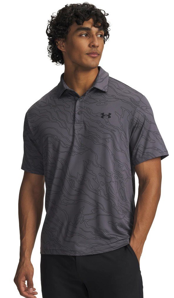 Under Armour Playoff 3.0 Printed heren polo, castlerock/black