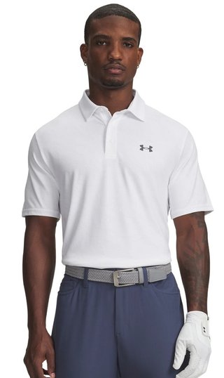 Under Armour Playoff 3.0 Printed heren polo, wit/distant grey